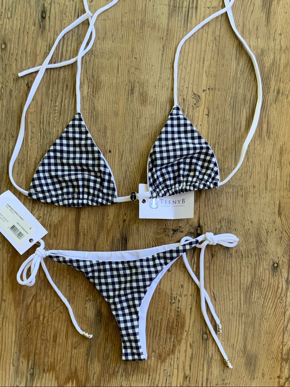 Black & White Gingham Tie-Side Triangle Bikini